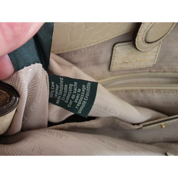 Lauren Ralph Lauren Lanesborough Double Zip Shopper Embossed Leather Croc Bag - Picture 10 of 13